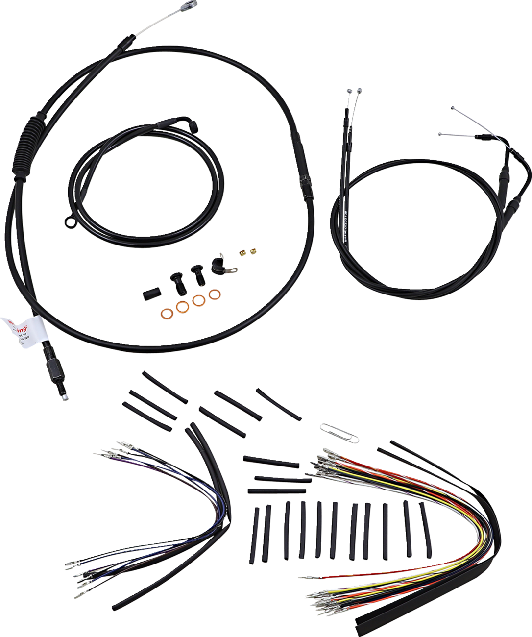 Burly Brand Complete Black Vinyl Handlebar Cable/Line Kit For Ape Hangers - 18" - '07-'10 FLST