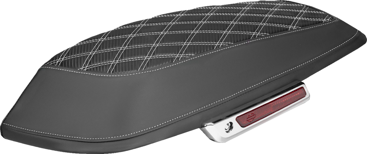 Saddlemen Saddlebag Lid Covers - Lattice - Carbon Fiber - White Stitch - FLH/FLT '14-'24