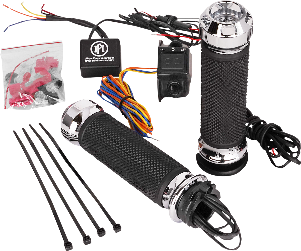 Performance Machine (PM) Apex Heated Grips - Cable - Chrome