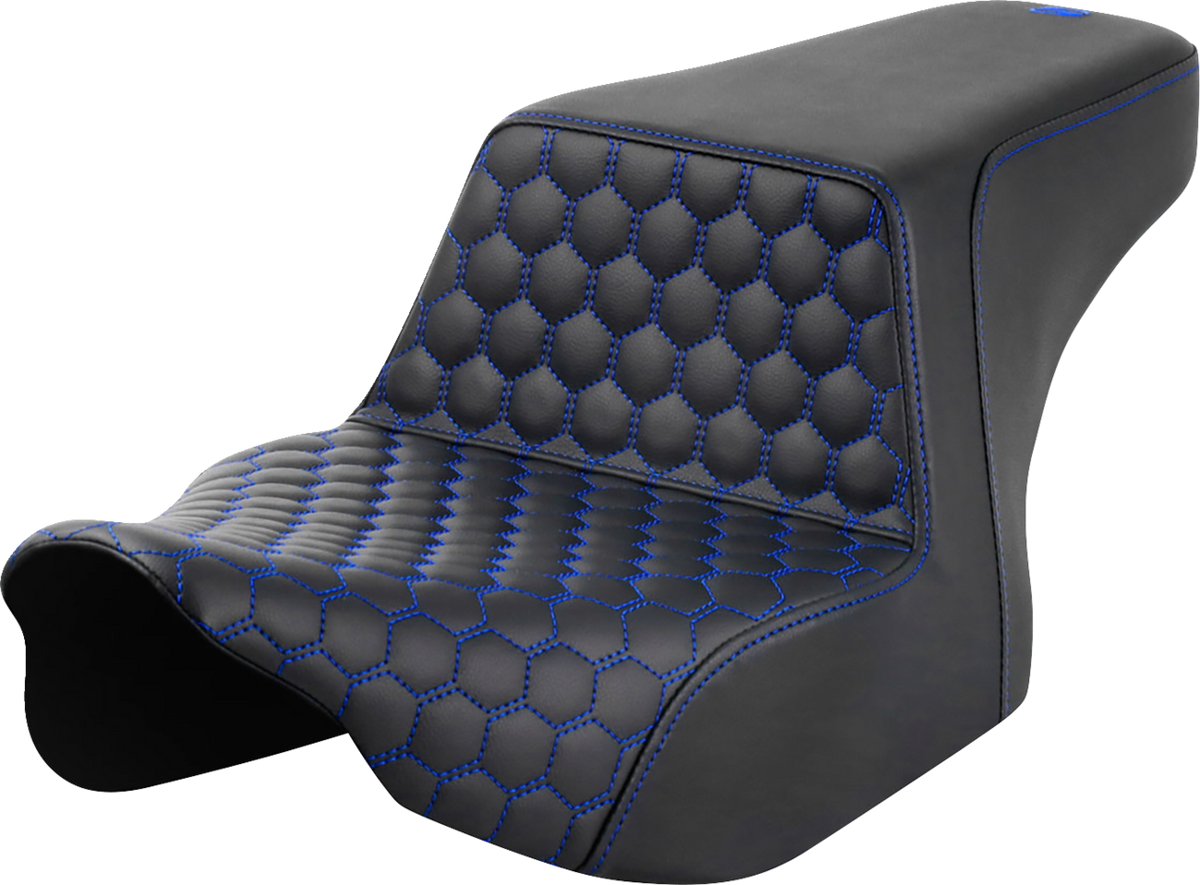 Saddlemen Step-Up Seat - Front Honeycomb - Blue Stitching - FL '23-'24