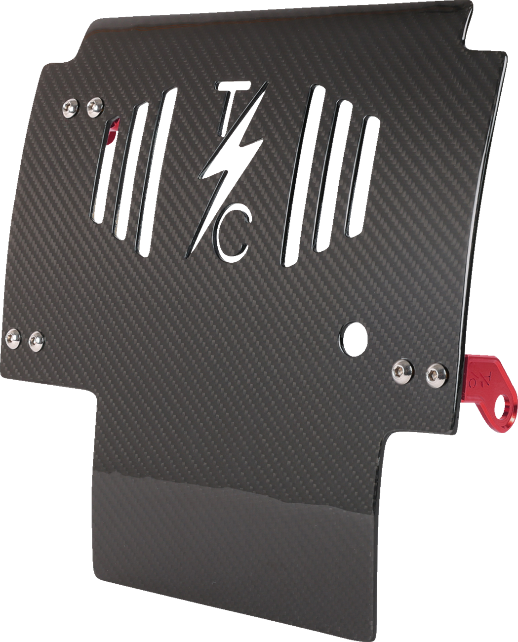Thrashin Supply CO. Skid Plate - Carbon Fiber/Gloss - With Red Brackets - FLHX/FLTRX