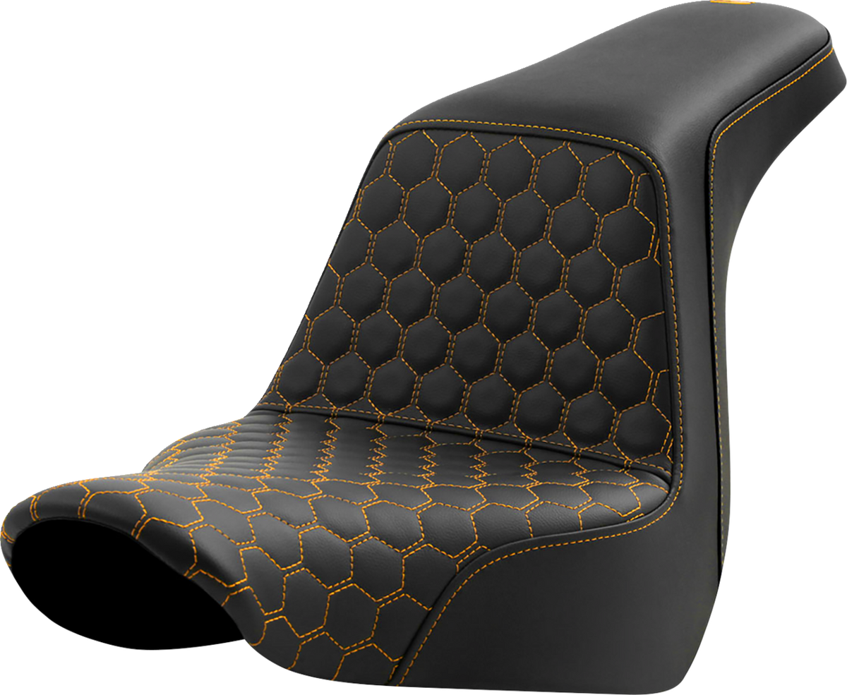 Saddlemen Step-Up Seat - Honeycomb - Gold Stitching - FL/FX '18-'24