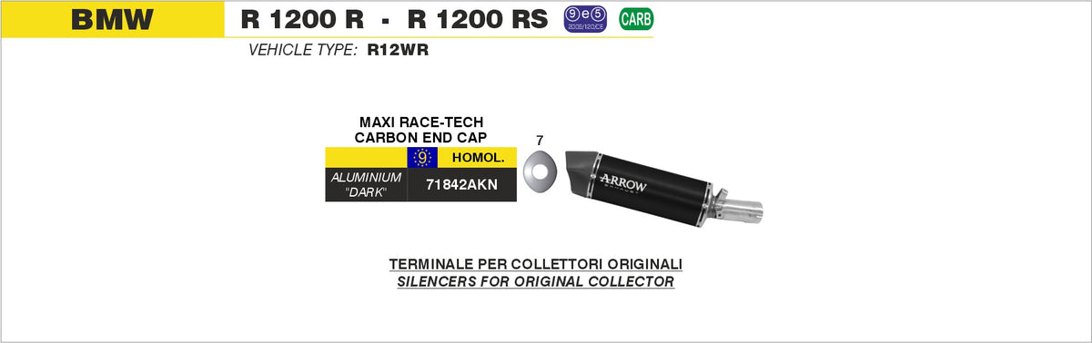 Arrow 71842AKN Maxi Race-Tech Aluminium Dark Slip On With Carbon End Cap
