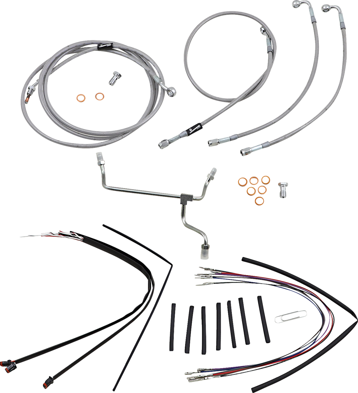 Burly Brand Complete Stainless Braided Handlebar Cable/Brake Line Kit - 16" Ape Hangers - '15-'16 FLTRX