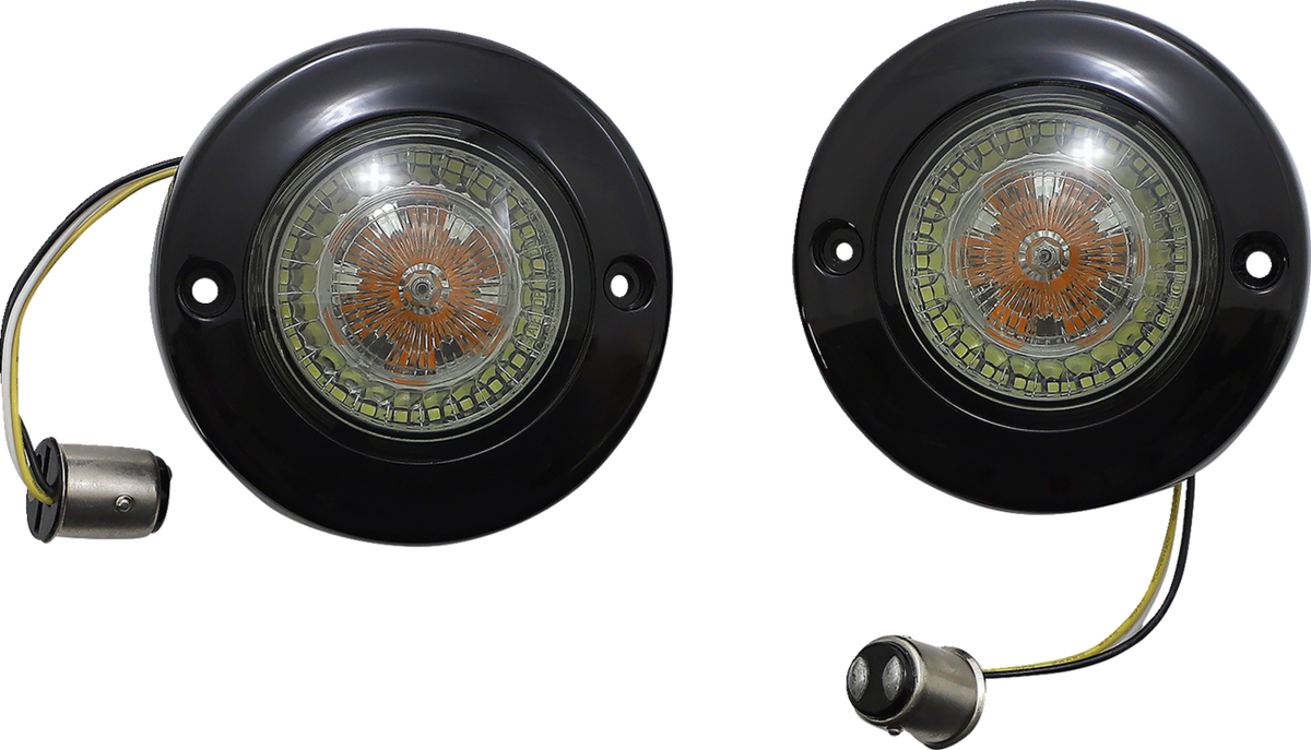 Custom Dynamics ProBEAM® Dynamic Ringz® LED Turn Signal - Front - Black - Amber/White