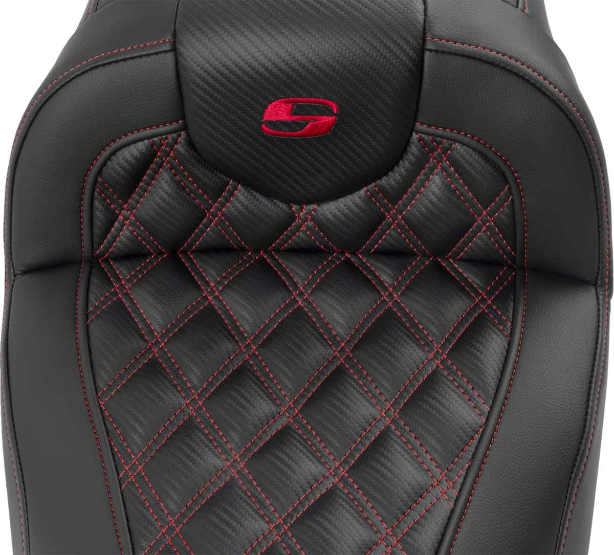 Saddlemen RoadSofa™ Seat - With Backrest - Carbon Fiber - Lattice Stitch - Red Stitch - FLTR/FLHX '23-'24