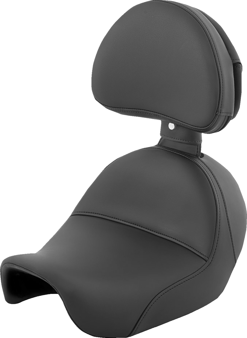 Saddlemen Heels Down Solo Seat - With Backrest - Plain - Black - Dyna