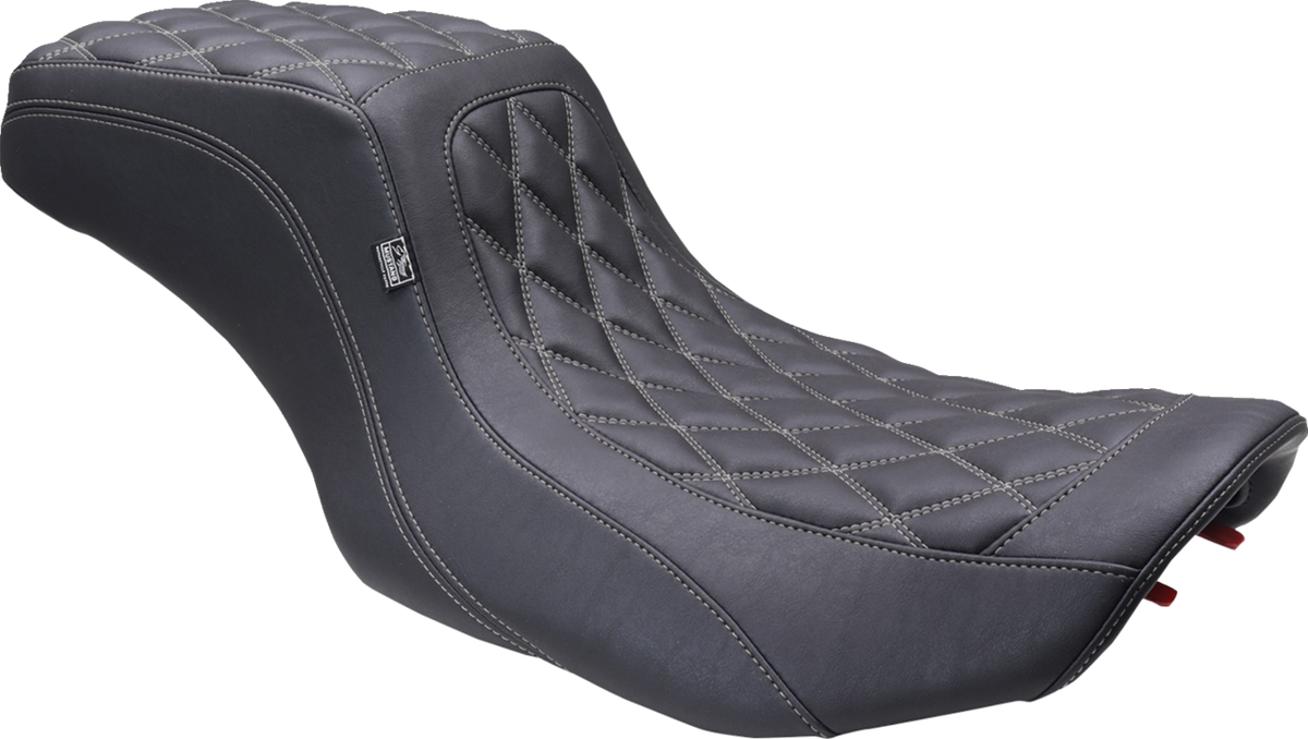 Mustang One Piece 2-Up Squareback Seat - Double Diamond - Gunmetal Stitch - FLH/FLT '23-'25