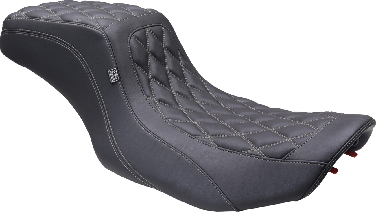 Mustang One Piece 2-Up Squareback Seat - Double Diamond - Gunmetal Stitch - FLH/FLT '23-'25