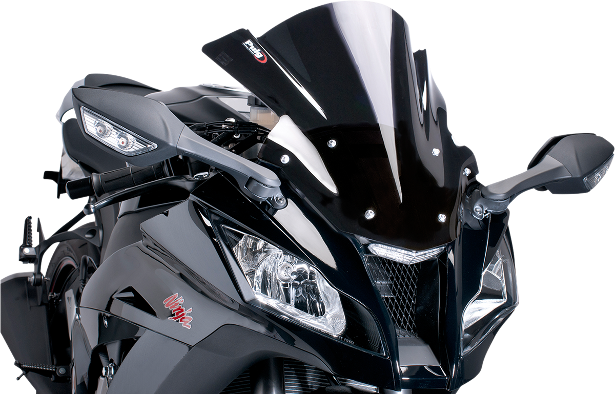 PUIG HI-Tech Parts Race Windscreen - 16-1/8"Black - ZX10R