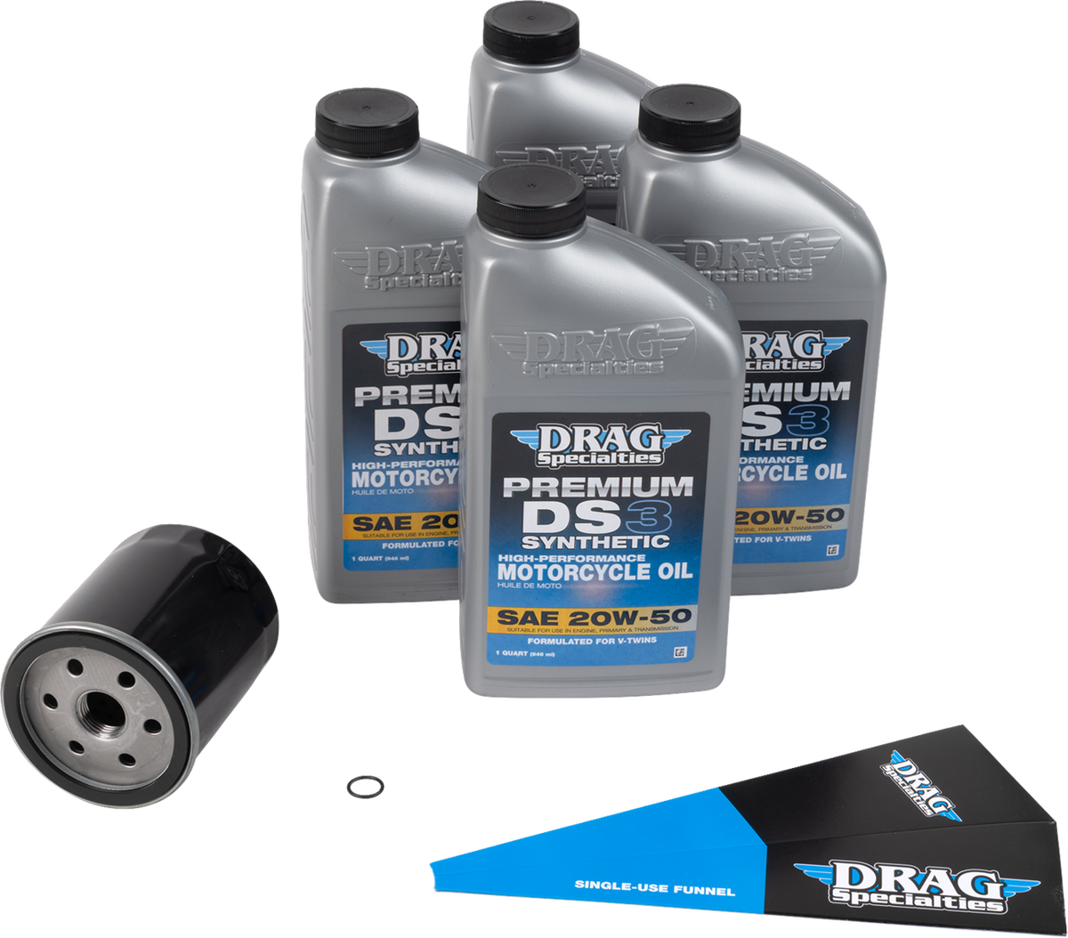 Drag Specialties Oil Full Synthetic Oil Change Kit - 20W50 - EVO/XL - Black Filter