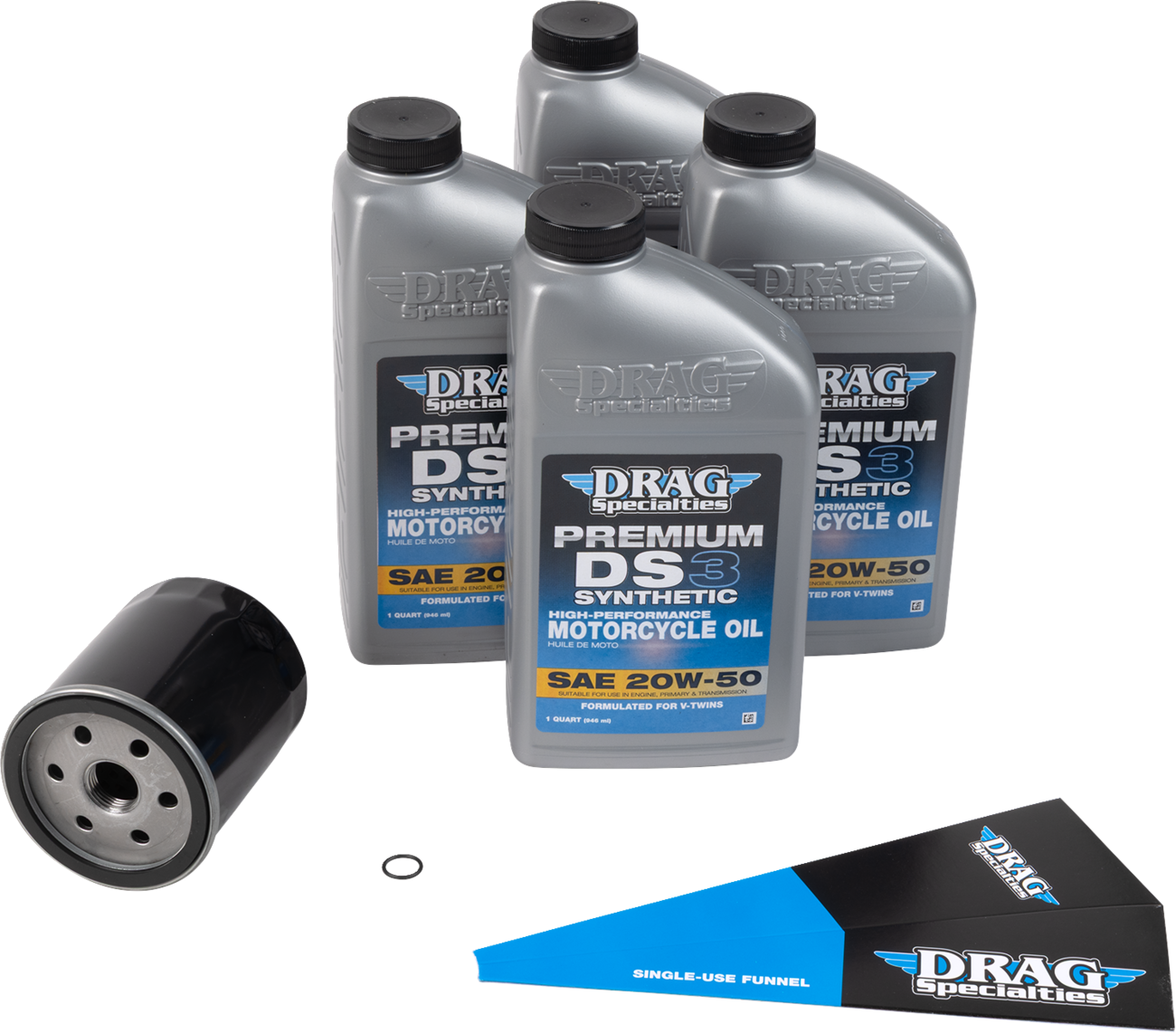 Drag Specialties Oil Full Synthetic Oil Change Kit - 20W50 - EVO/XL - Black Filter