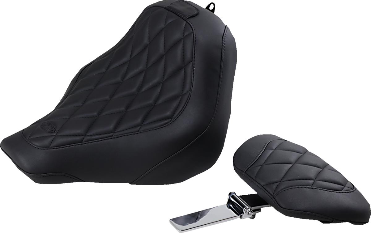 Mustang Wide Tripper™ Seat - With Driver's Backrest - Diamond Stitching