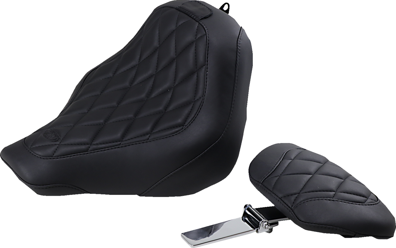 Mustang Wide Tripper™ Seat - With Driver's Backrest - Diamond Stitching