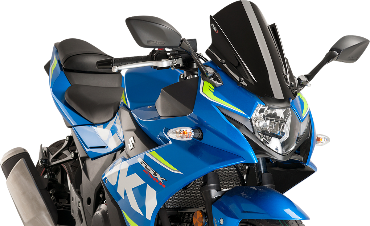 PUIG HI-Tech Parts Race Windscreen - 14-3/8" - Black - Suzuki