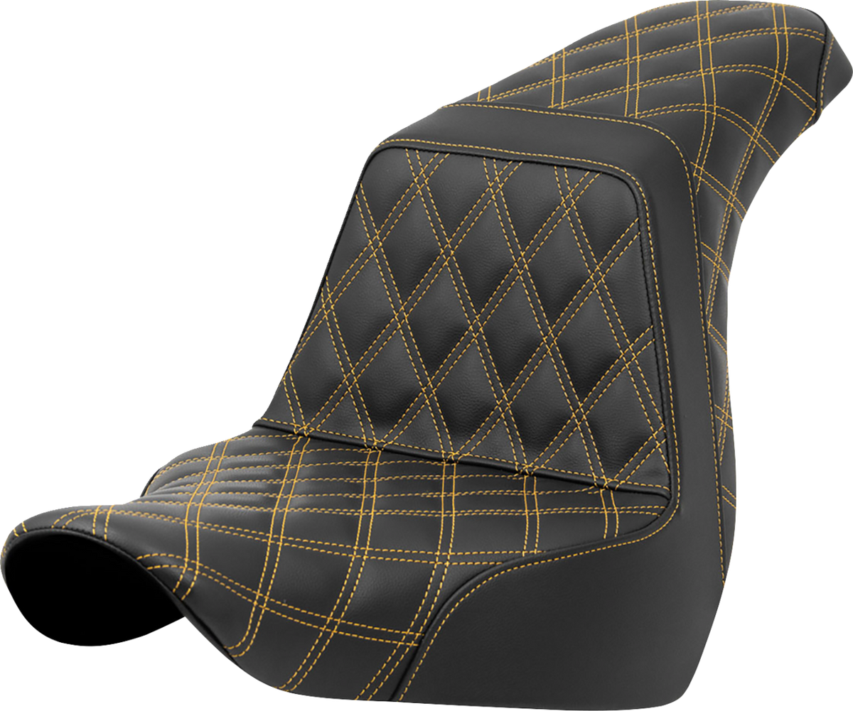 Saddlemen Step-Up Seat - Full Lattice Stitch - Gold Stitch - FXLR/FLSB '18-'21