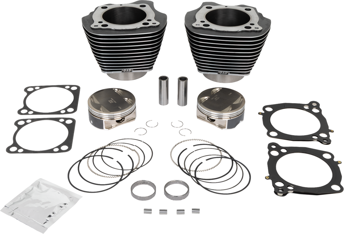 S&S Cycle 136" Big Bore Kit - Black Granite / Highlighted Fins / Powder-Coated