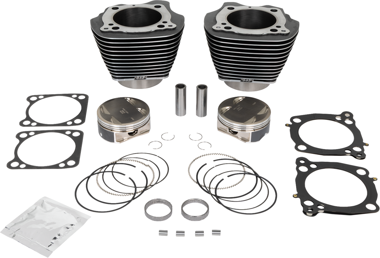 S&S Cycle 136" Big Bore Kit - Black Granite / Highlighted Fins / Powder-Coated