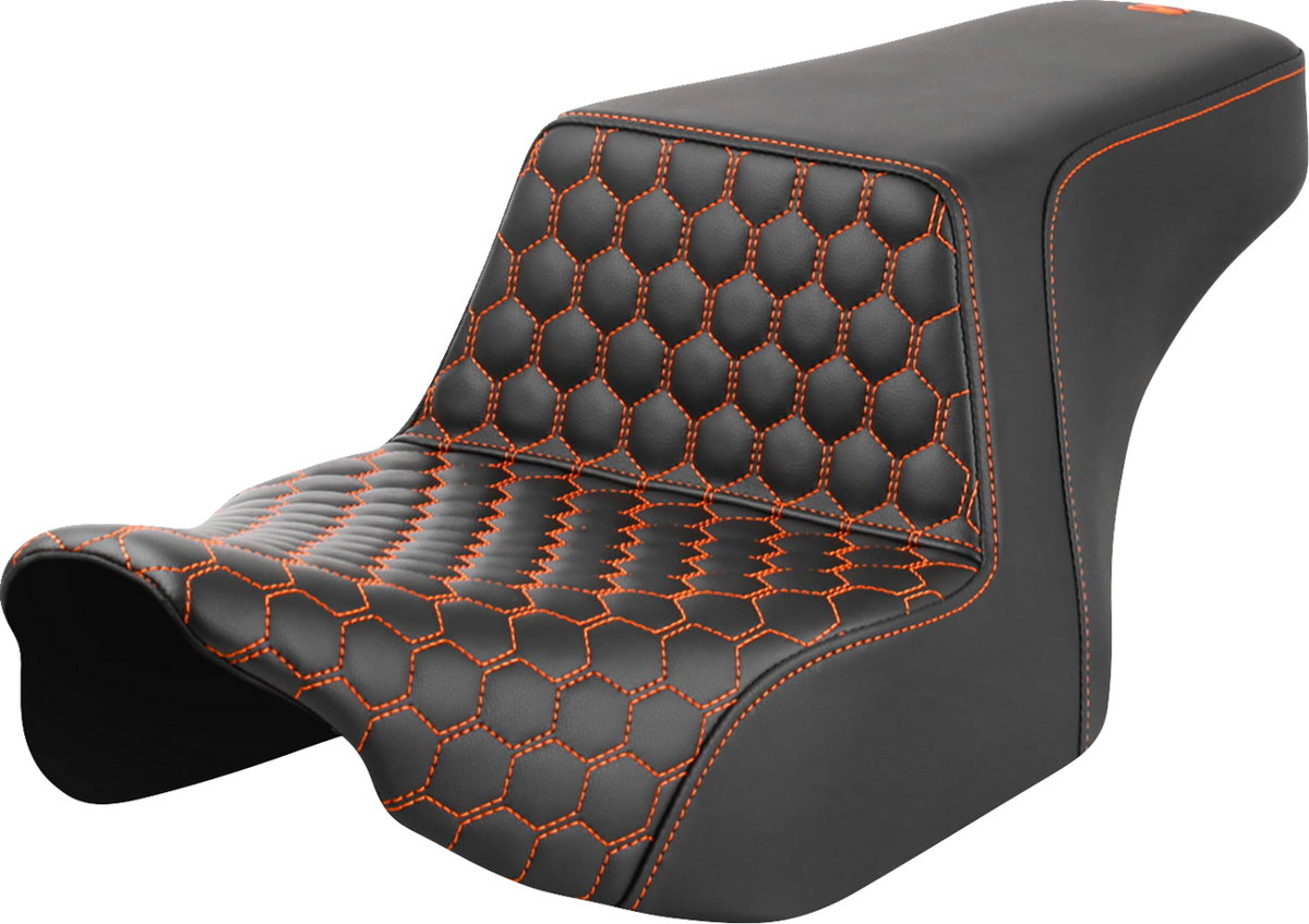 Saddlemen Step-Up Seat - Front Honeycomb - Orange Stitching - FL '23-'24