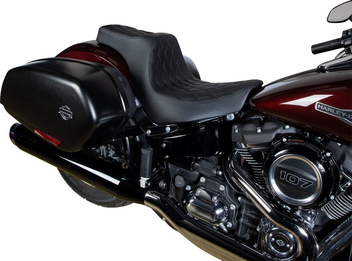 Drag Specialties Seats Predator III 2-Up Seat - Vinyl - Double Diamond - Black Stitching - FL/FX '18-'24