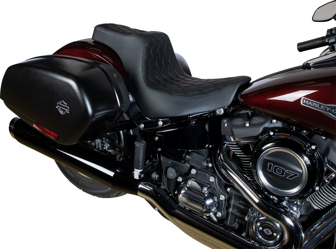 Drag Specialties Seats Predator III 2-Up Seat - Vinyl - Double Diamond - Black Stitching - FL/FX '18-'24