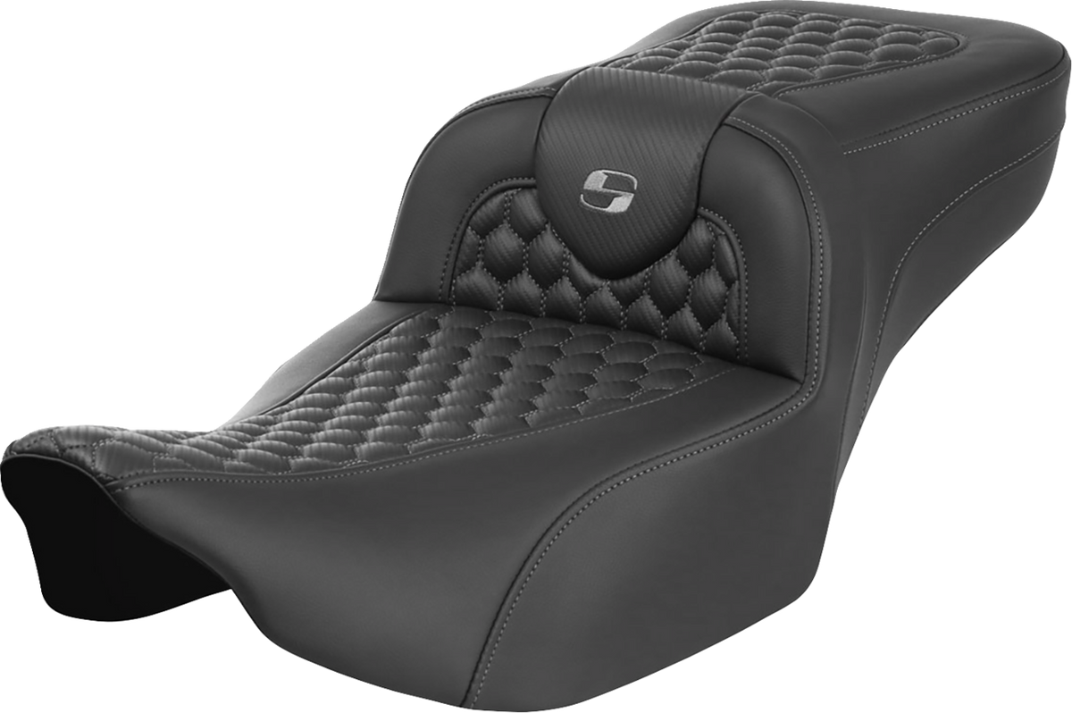 Saddlemen Roadsofa™ Extended Reach Seat - Without Backrest - Honeycomb - Dark Gray Stitch - FLTR/FLHX '23-'24