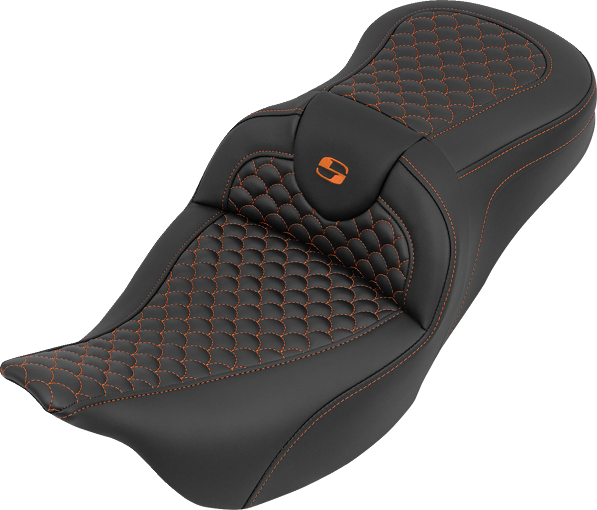 Saddlemen Roadsofa™ Seat - Without Backrest - Dragon Stitch - Orange Stitch - FLH/FLT '08-'25