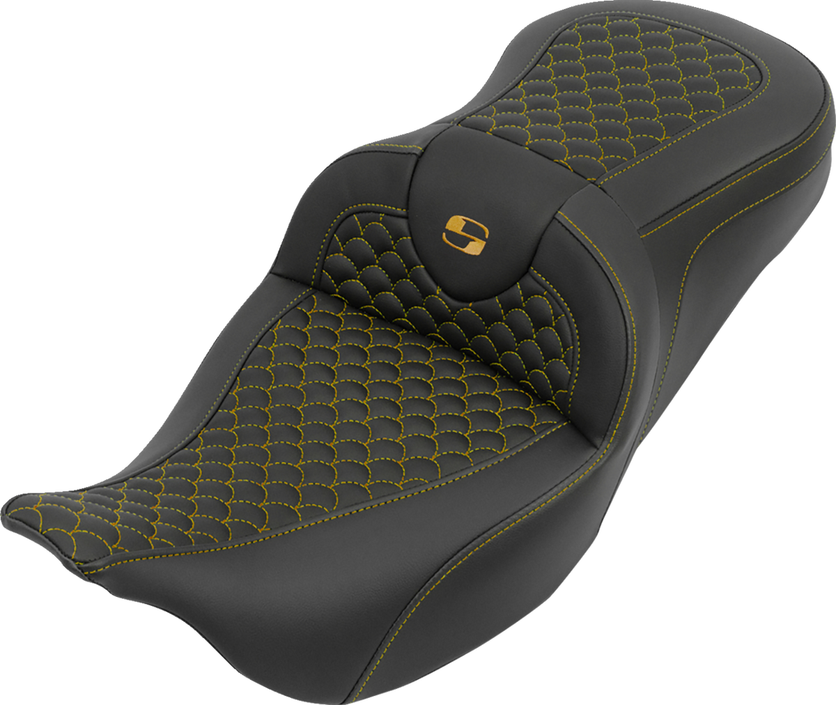 Saddlemen Roadsofa™ Seat - Without Backrest - Dragon Stitch - Gold Stitch - FLH/FLT '08-'25