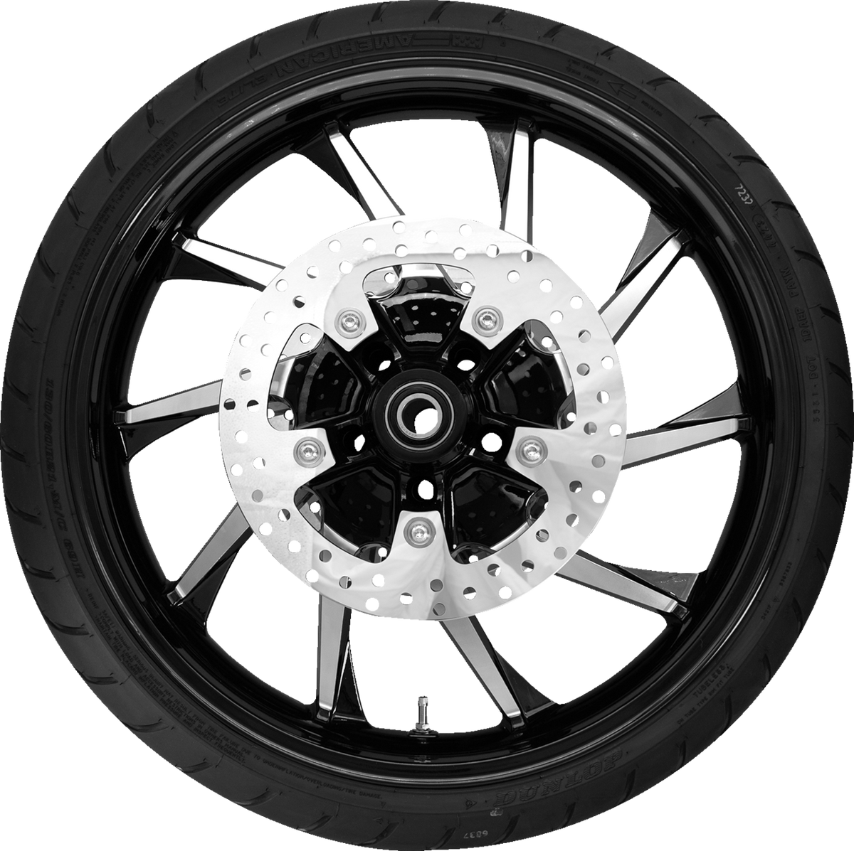 Coastal Moto Hurricane Front Wheel - Black Cut (21") | Rotors (11.8") | Dunlop AE2 Tire (130/60b21)