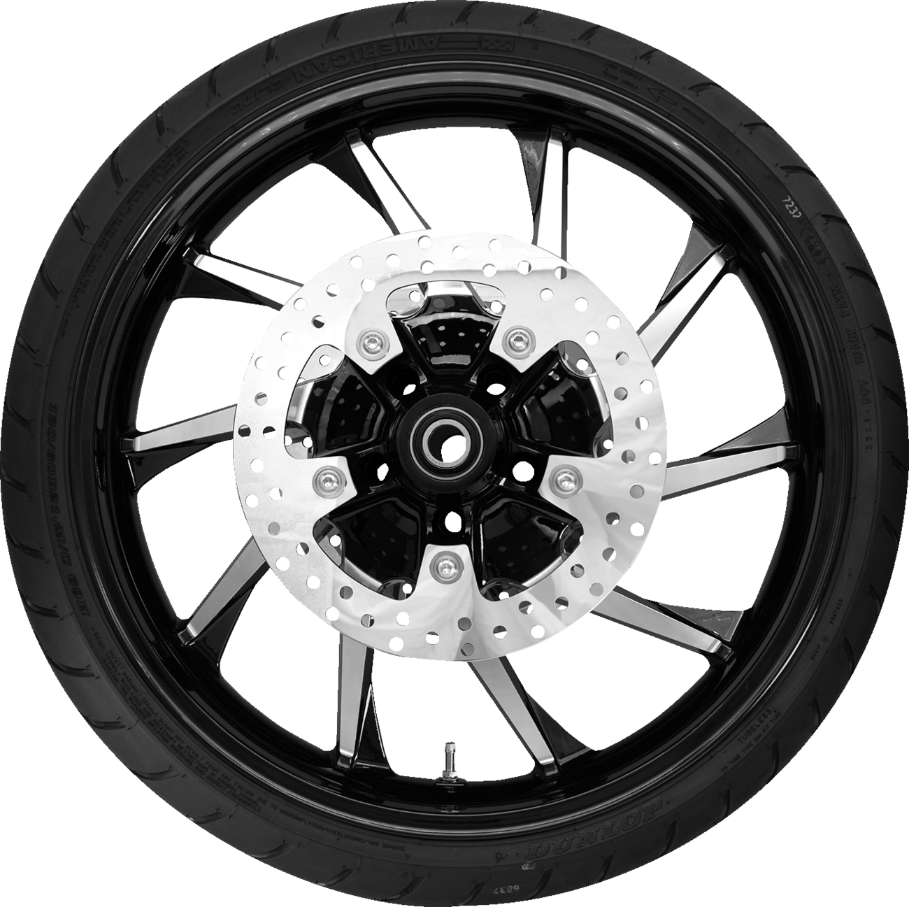 Coastal Moto Hurricane Front Wheel - Black Cut (21") | Rotors (11.8") | Dunlop AE2 Tire (130/60b21)