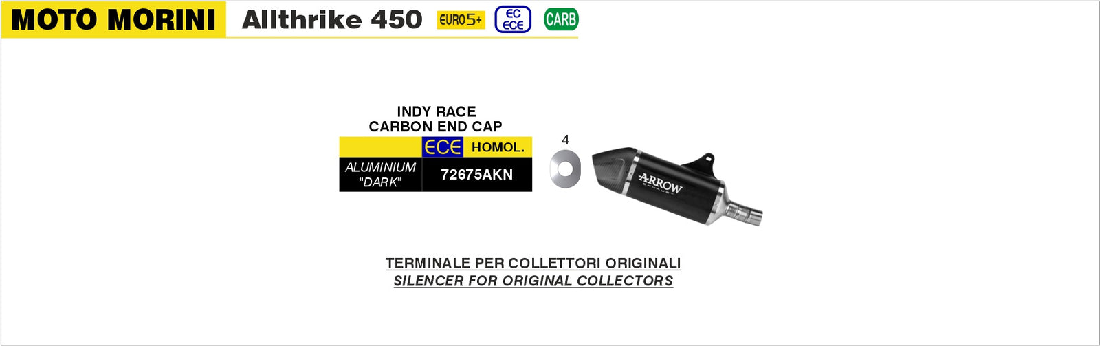 Arrow 72675AKN Indy Race Aluminium Dark Slip On With Carbon End Cap