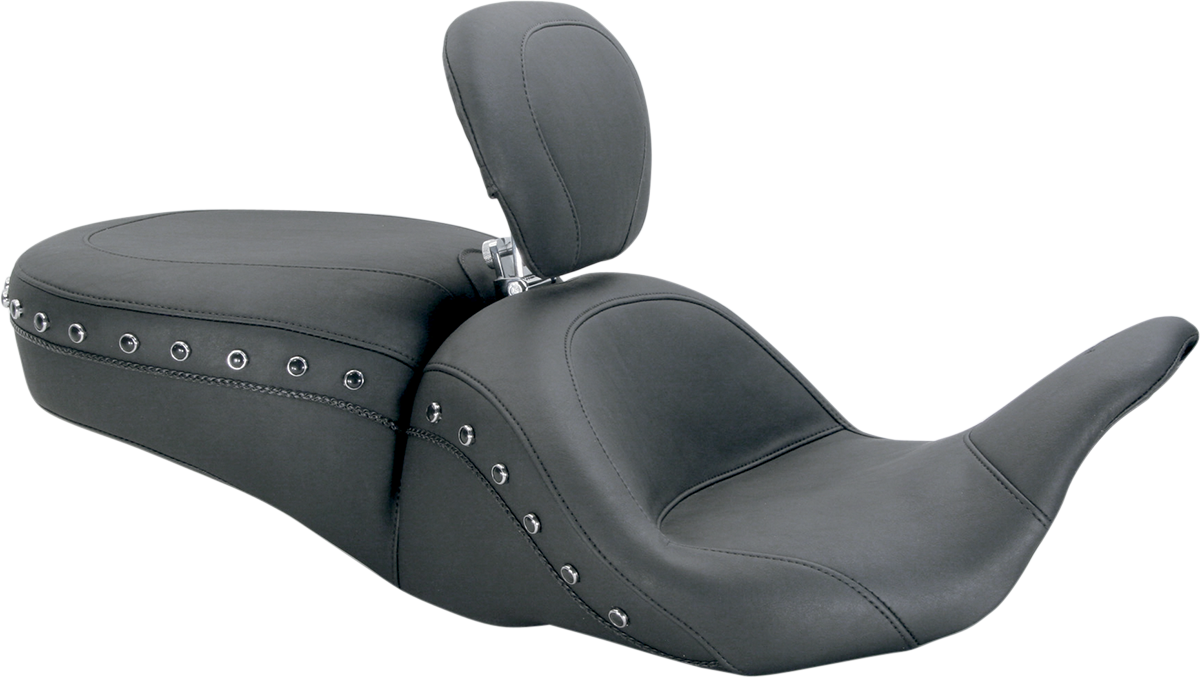 Mustang Lowdown Seat With Driver Backrest - Black Studded - FL '08-'25