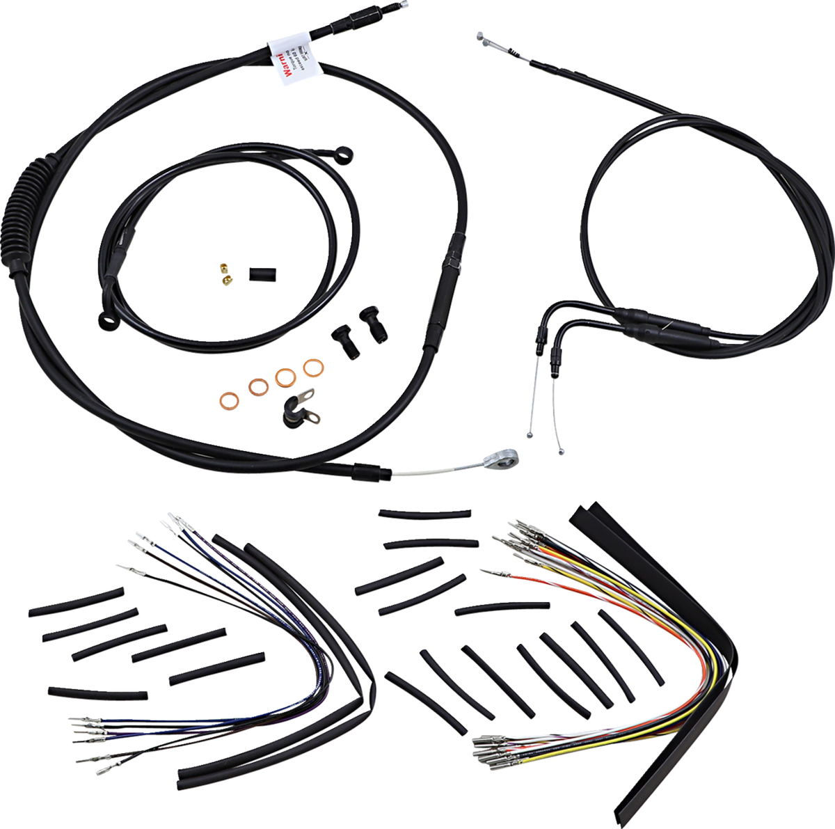 Burly Brand Complete Black Vinyl Handlebar Cable/Line Kit For Ape Hangers - 16" - '00-'06 FXST
