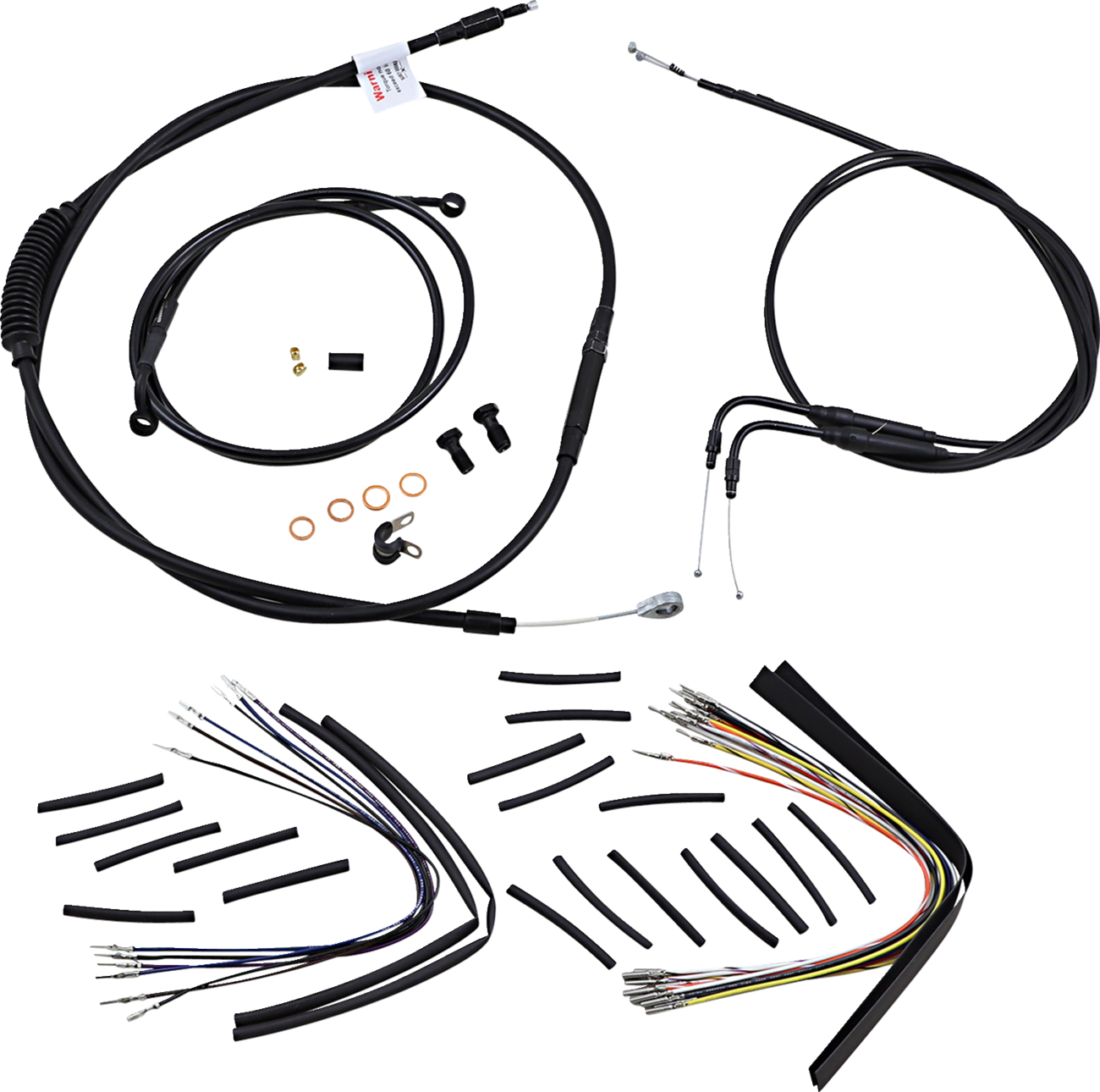 Burly Brand Complete Black Vinyl Handlebar Cable/Line Kit For Ape Hangers - 16" - '00-'06 FXST