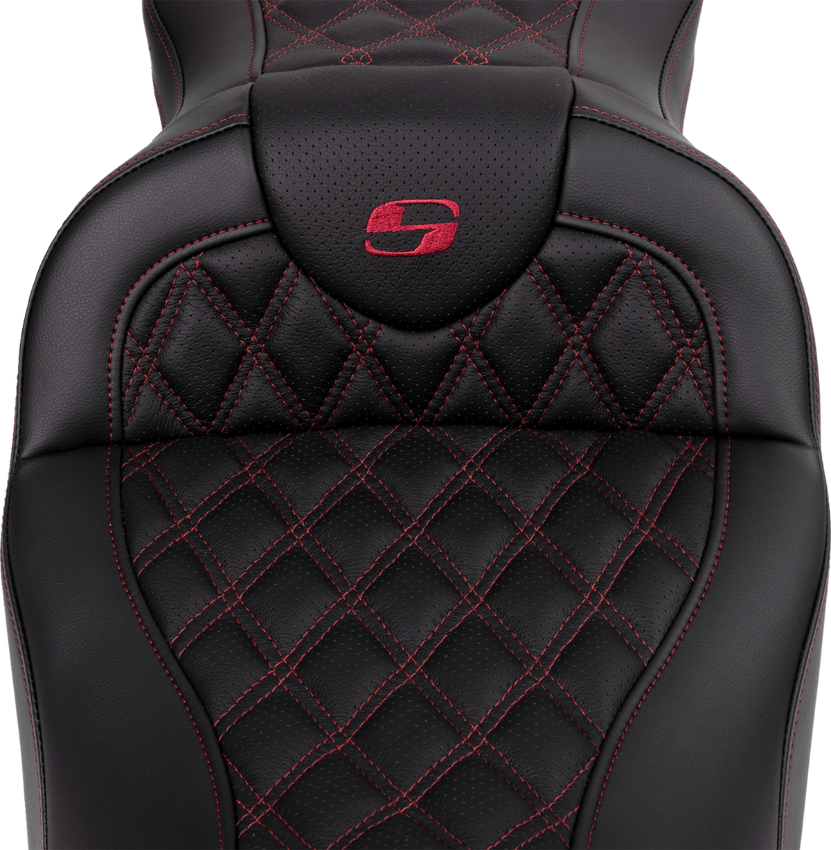 Saddlemen Roadsofa™ Seat - With Backrest - Wine Berry Stitch - FL '08-'23