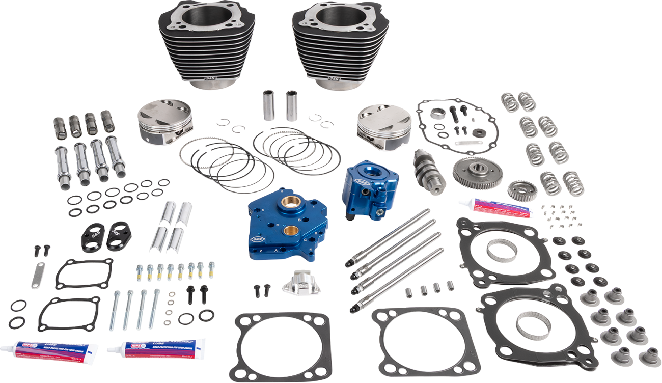 S&S Cycle Power Package - Water Cooled - 496 Gear Drive - Wrinkle Black W/Highlight - M8