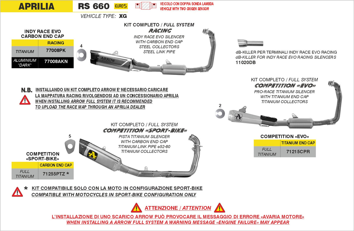 77008AKN Full System With Indy Race Evo Aluminium Dark Slip Ons