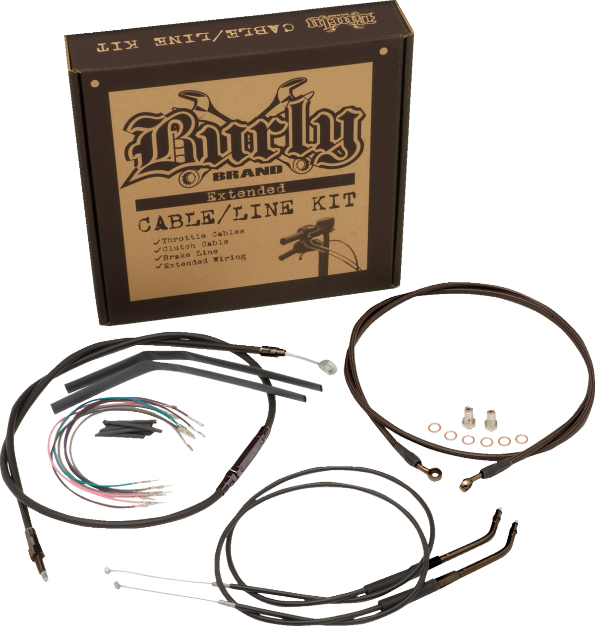 Burly Brand Jail Bar Cable Kit - 10" Handlebars - Black Vinyl - '07-'11 FXD