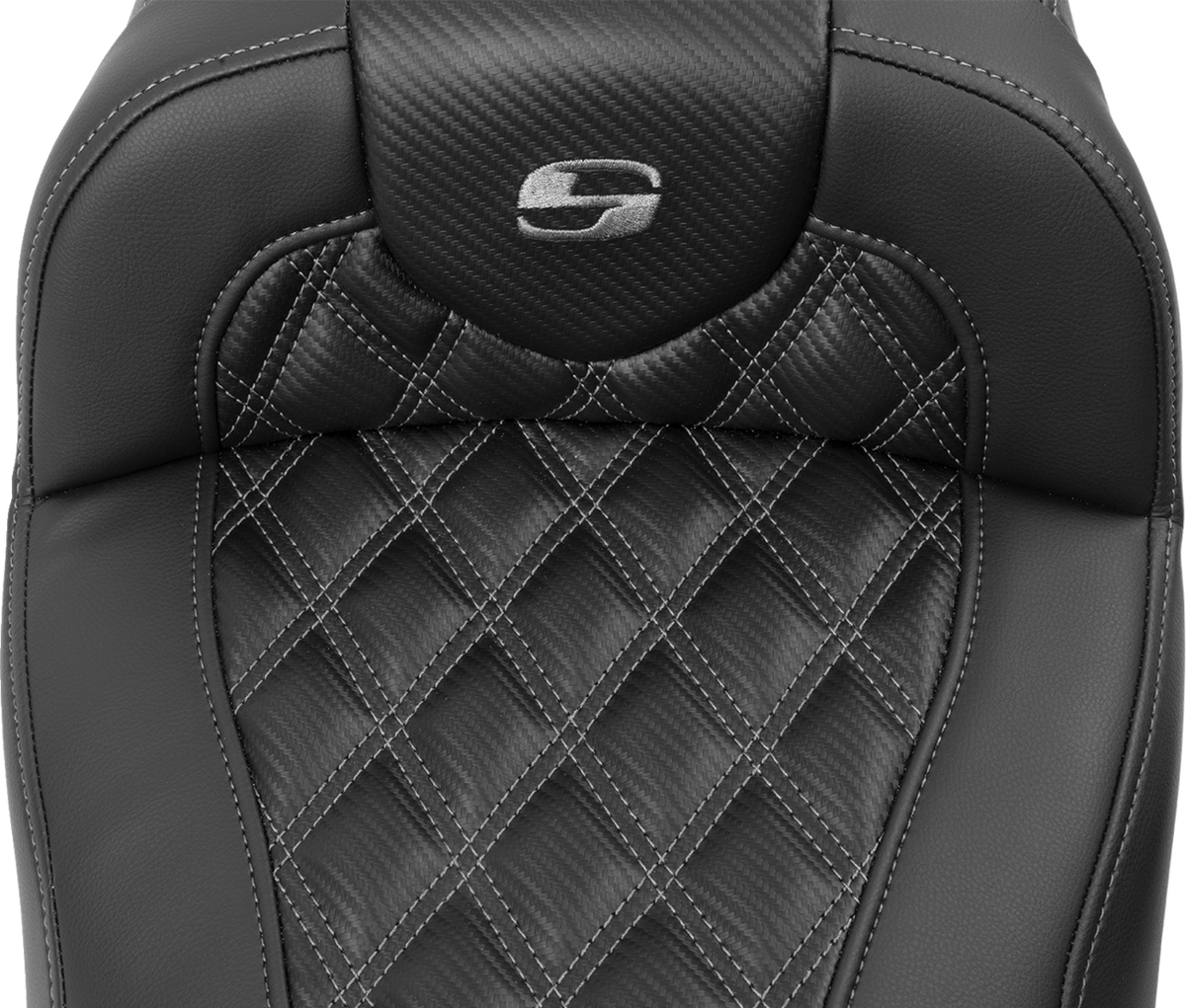 Saddlemen Roadsofa™ Extended Reach Seat - Without Backrest - Lattice Stitch - Gray Stitch - FLTR/FLHX '23-'24