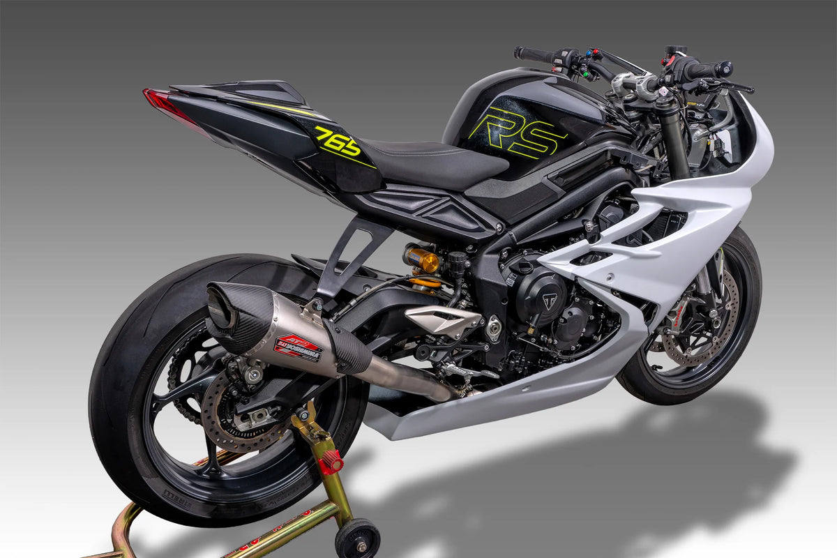 Yoshimura Street Triple 765 23-26 RACE AT2 Titanium Full Exhaust, W/ Titanium Muffler