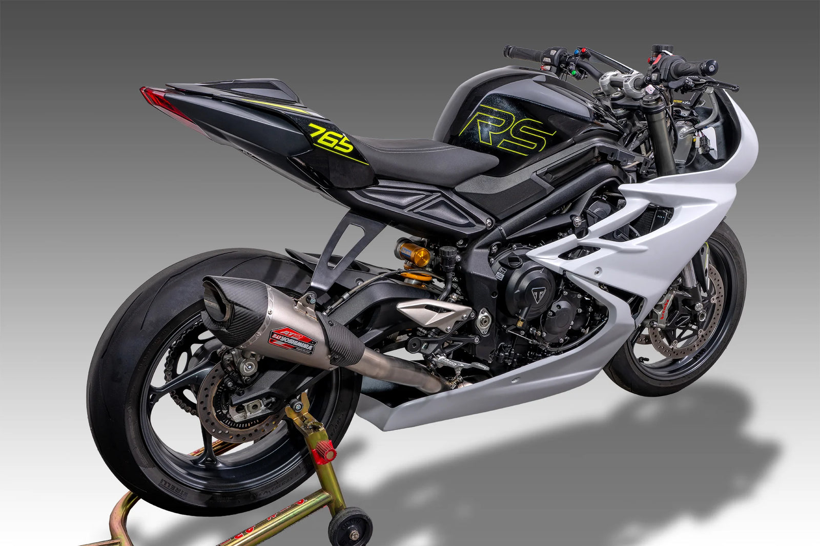 Yoshimura Street Triple 765 23-26 RACE AT2 Titanium Full Exhaust, W/ Titanium Muffler