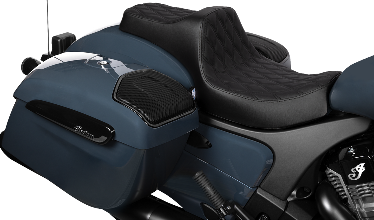 Drag Specialties Seats Predator III 2-Up Seat - Vinyl - Double Diamond - Black Stitch - Chieftain '25/Challenger '20-'25