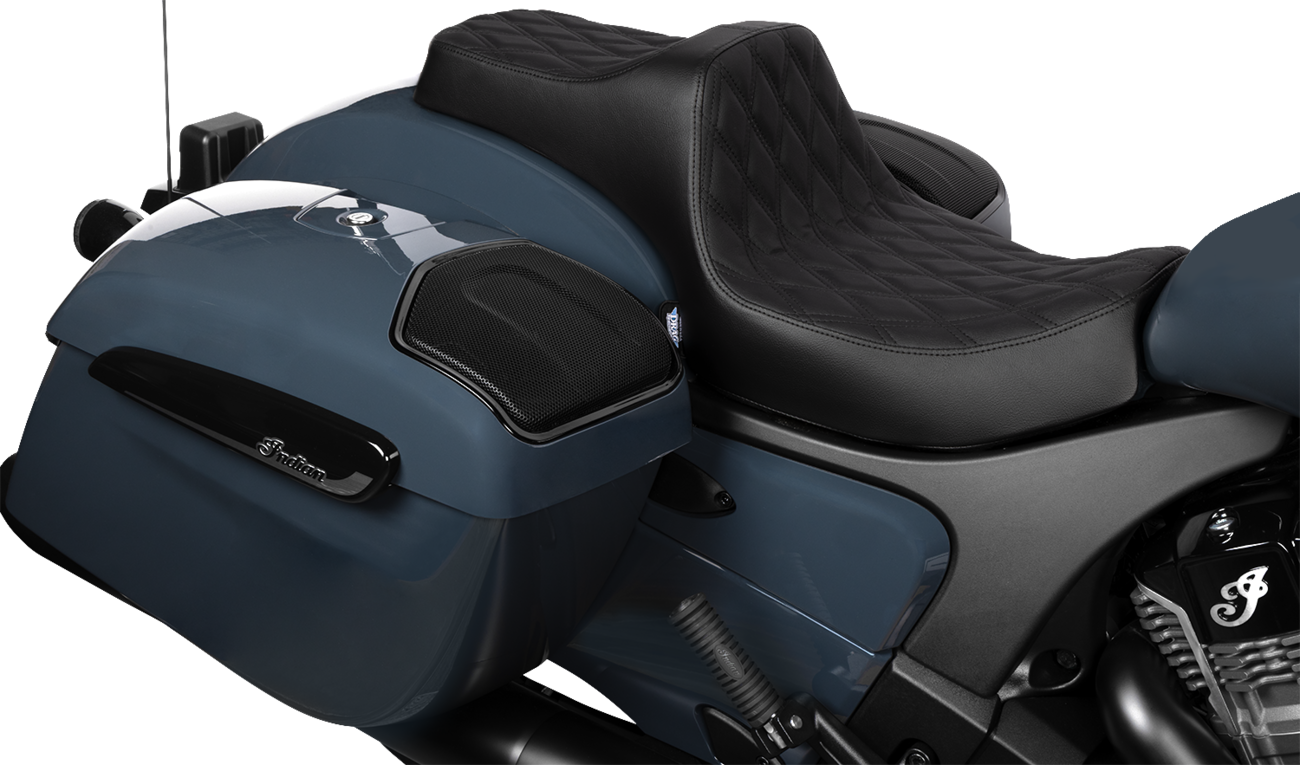 Drag Specialties Seats Predator III 2-Up Seat - Vinyl - Double Diamond - Black Stitch - Chieftain '25/Challenger '20-'25