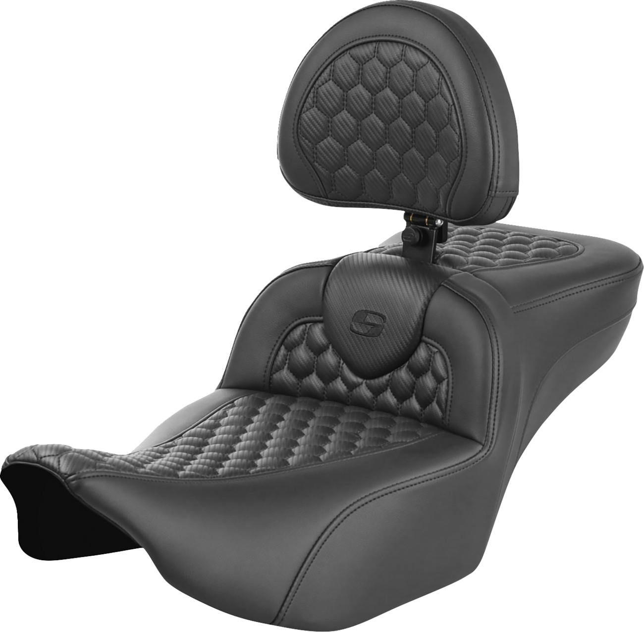 Saddlemen Roadsofa™ Extended Reach Seat - With Backrest - Honeycomb - FLTR/FLHX '23-'24