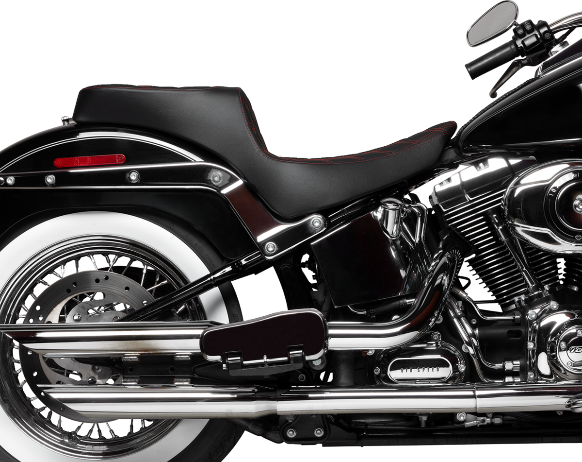 Drag Specialties Seats Performance Predator 2-Up Seat - Vinyl - Double Diamond - Red Thread - FL '00-'17