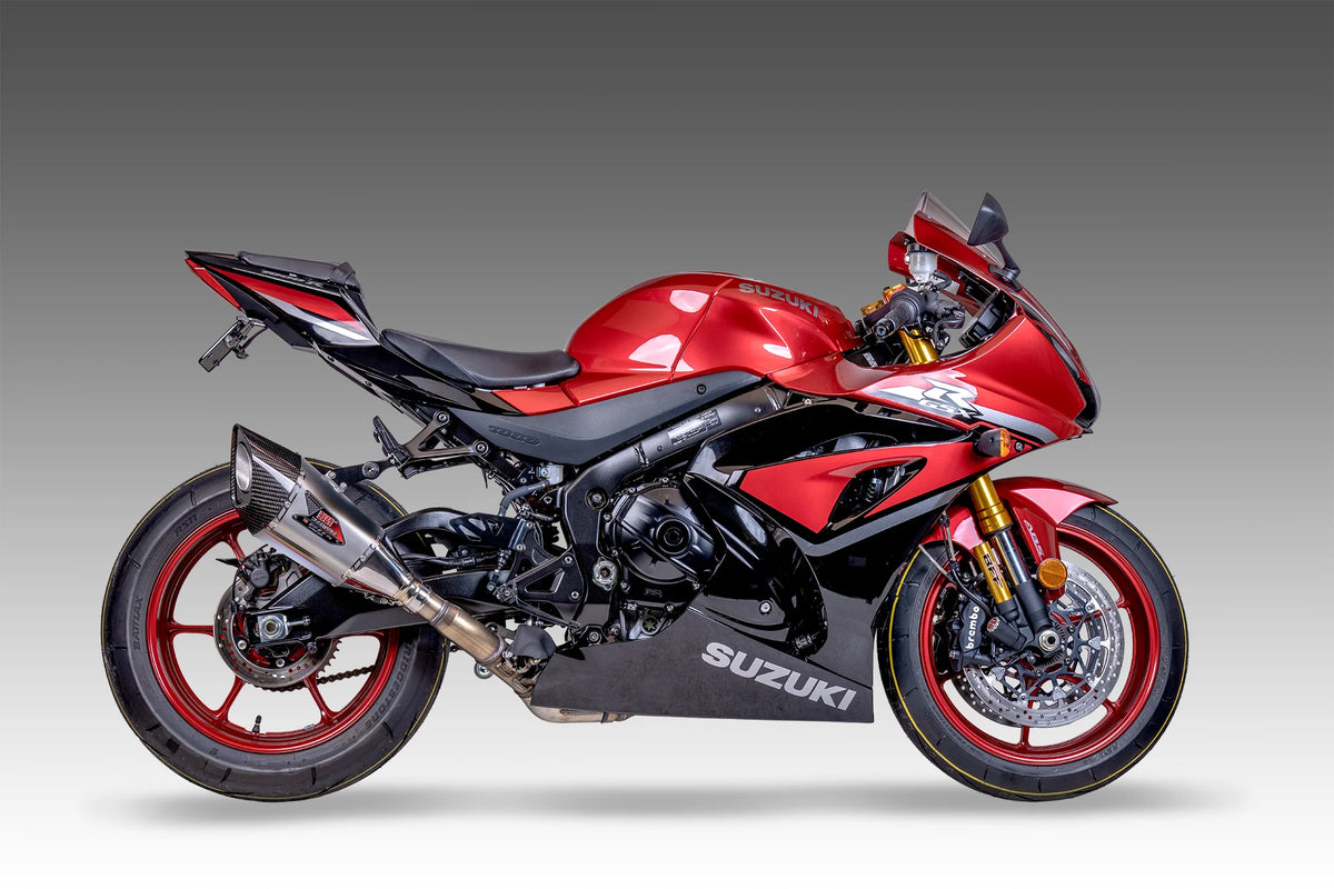 Yoshimura GSX-R1000 2017-25 R-11Sq Stainless Slip-On Exhaust, W/ Titanium Blue Sleeve