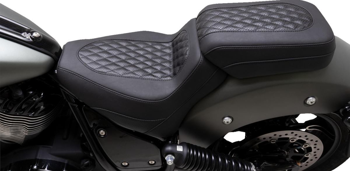 Mustang Squareback Seat - Passenger - Black - Diamond Stitch - Chief '22-'24
