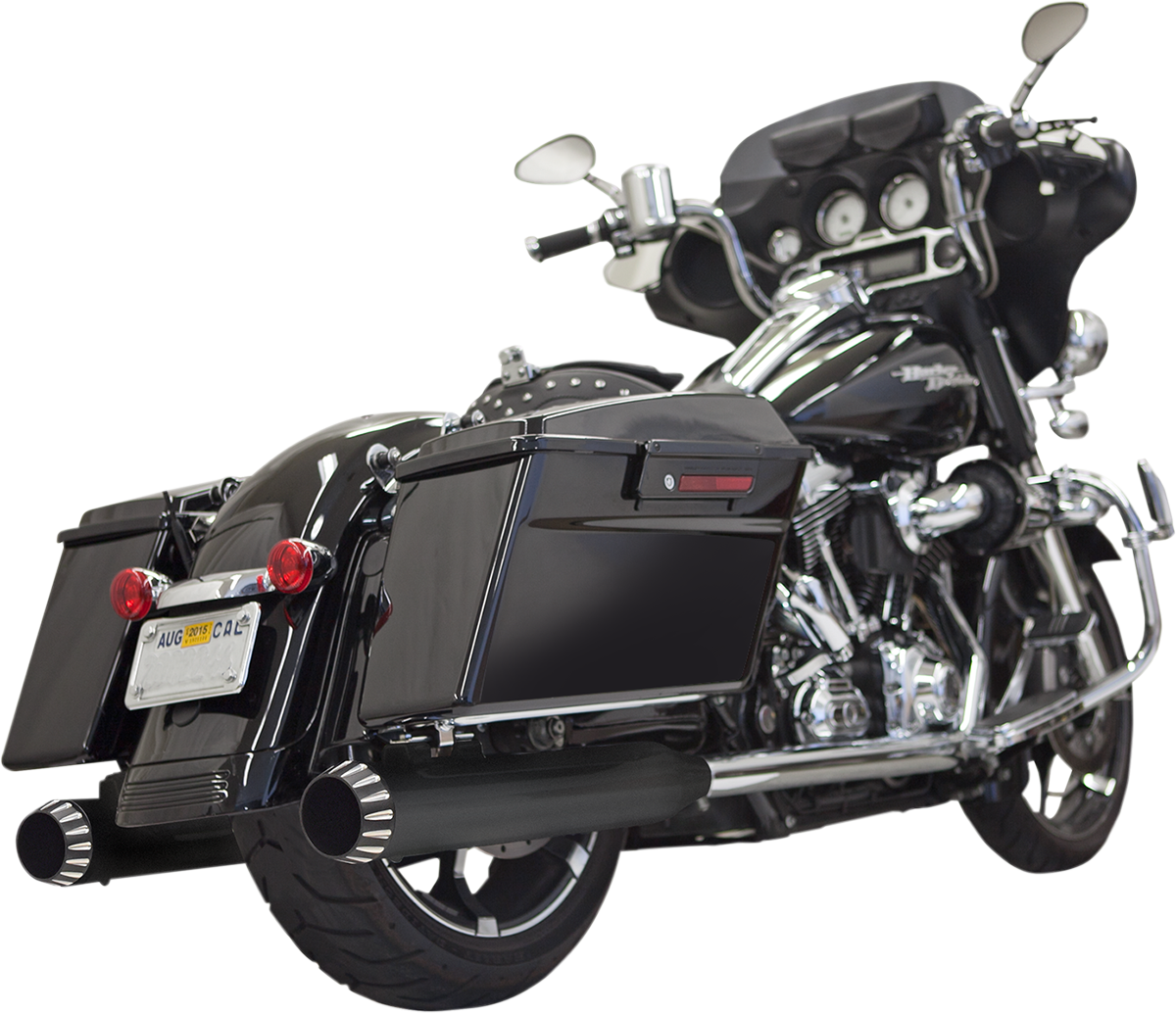 Bassani Xhaust Quiet DNT® Slip-On Mufflers - 4" - Megaphone - Black With Black End Cap - '95-'16 FL