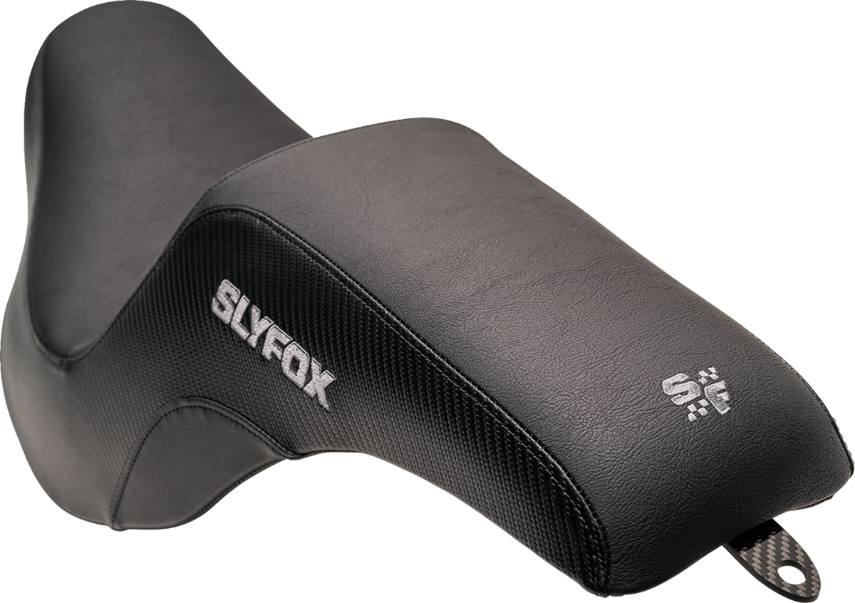 Slyfox Lowrider Drifter Seat - Gray Logo - Smooth Vinyl - Carbon Fiber - FXLR/FLSB '18-'24