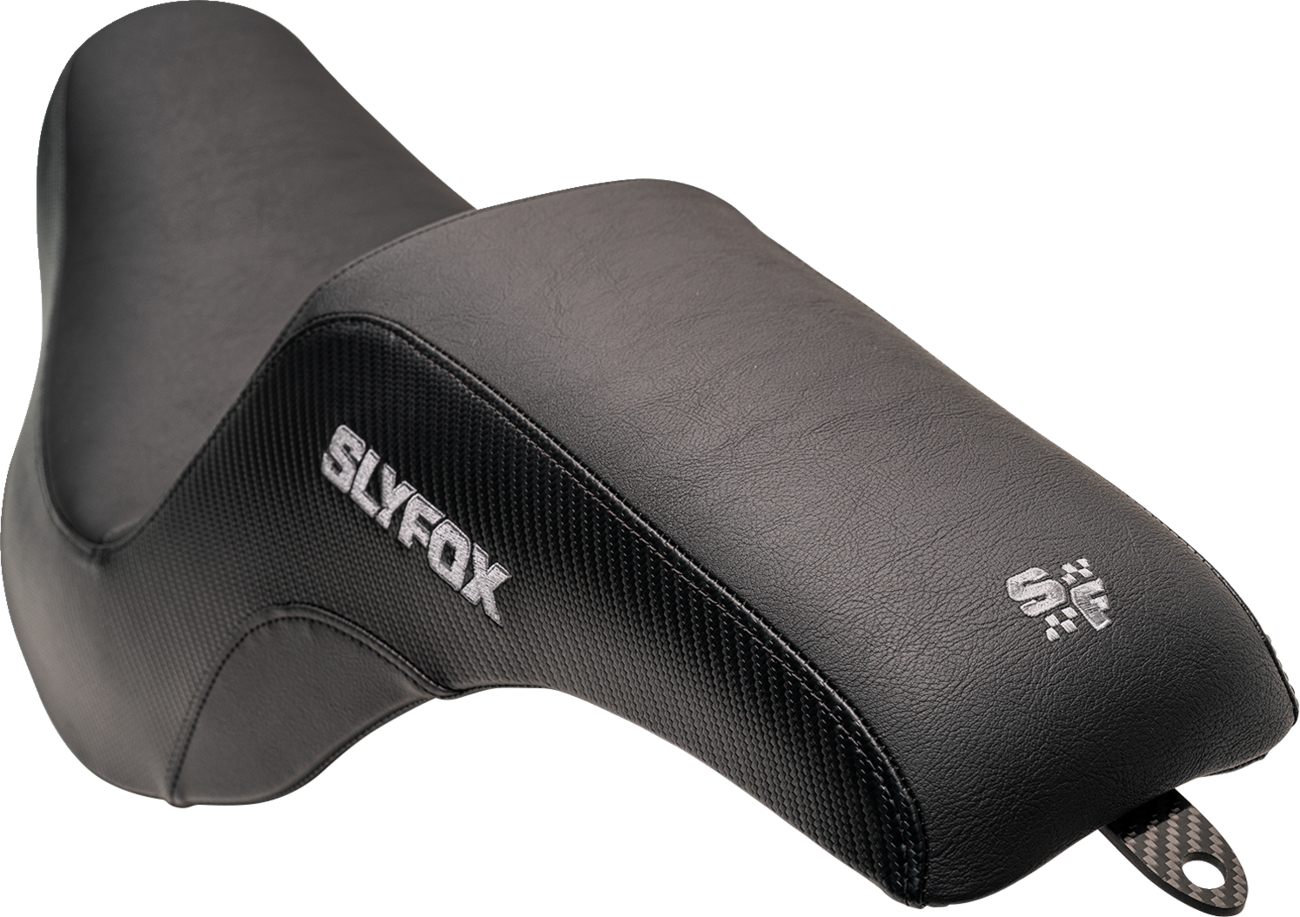 Slyfox Lowrider Drifter Seat - Gray Logo - Smooth Vinyl - Carbon Fiber - FXLR/FLSB '18-'24